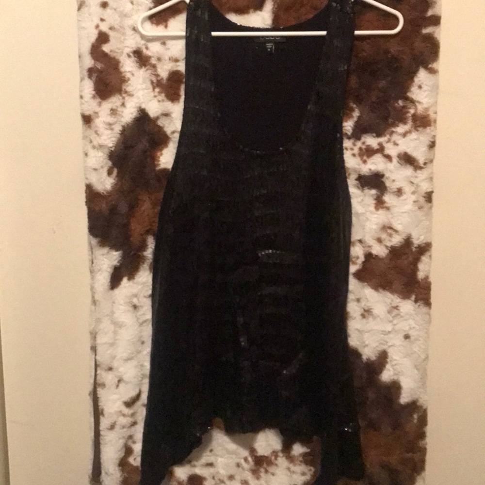 Woman’s medium Bebe black sequin long tank top
